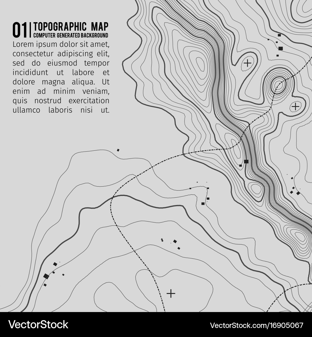Topographic Map Background - Terrain & Space Vector Image