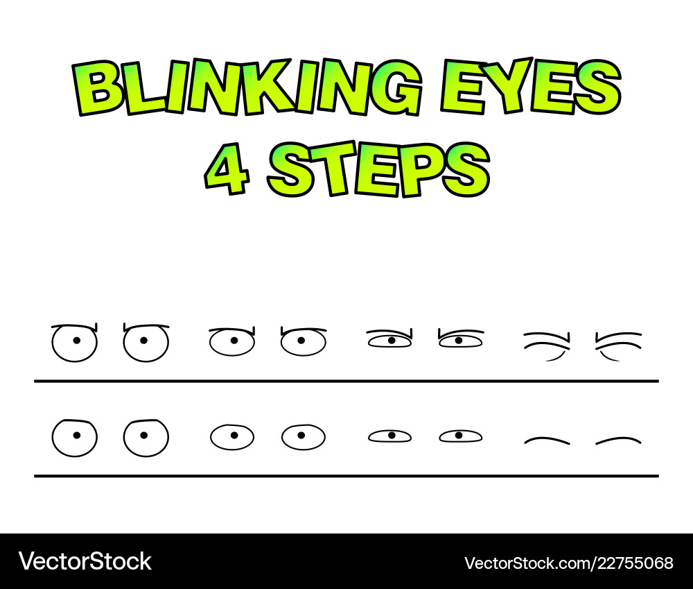 Blinking eyes steps preset for character Blinking eyes steps preset for character Vector Image