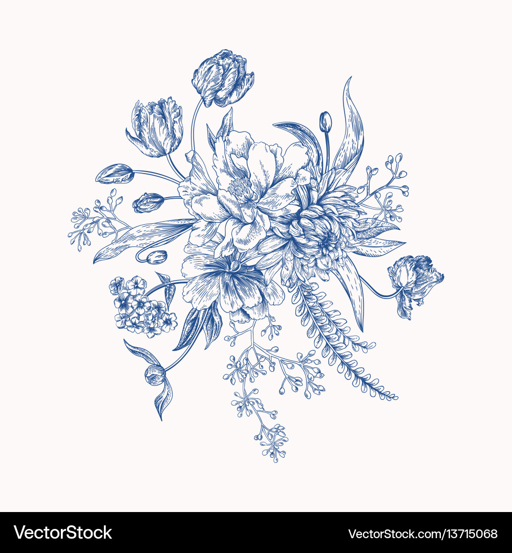 Bouquet of spring flowers vector image