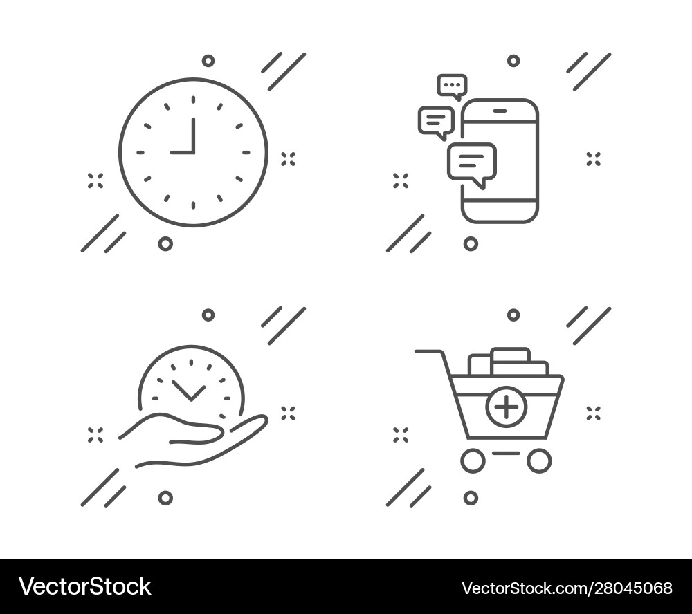 Communication clock and safe time icons set add Communication clock and safe time icons set add vector image