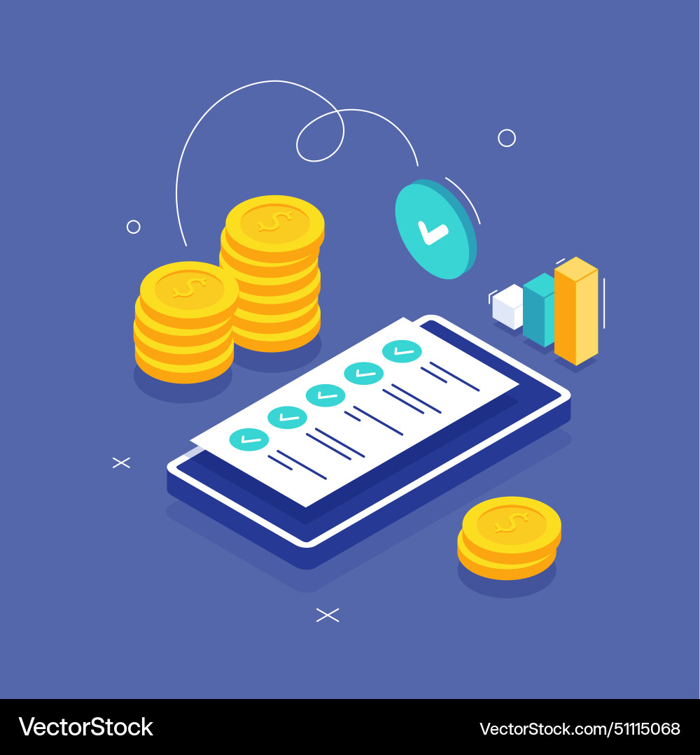 Credit report isometric concept approved Vector Image