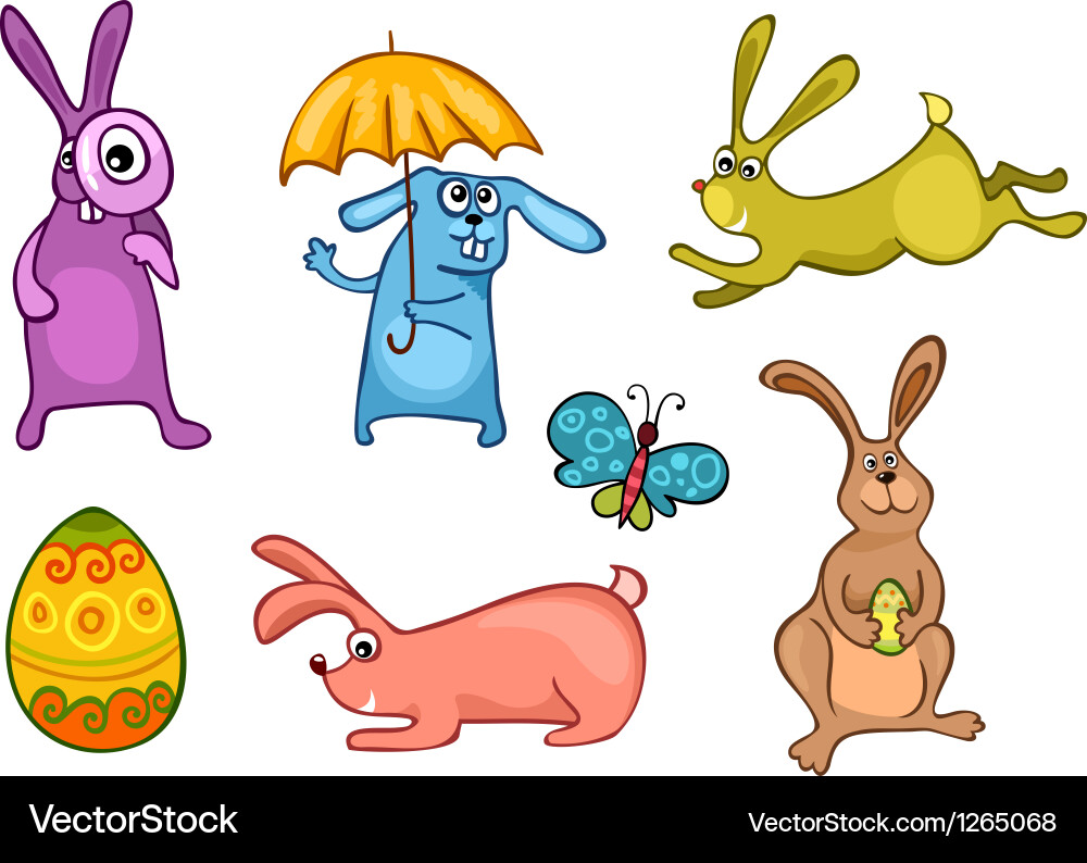 Cute Easter Bunny Card Vector Image