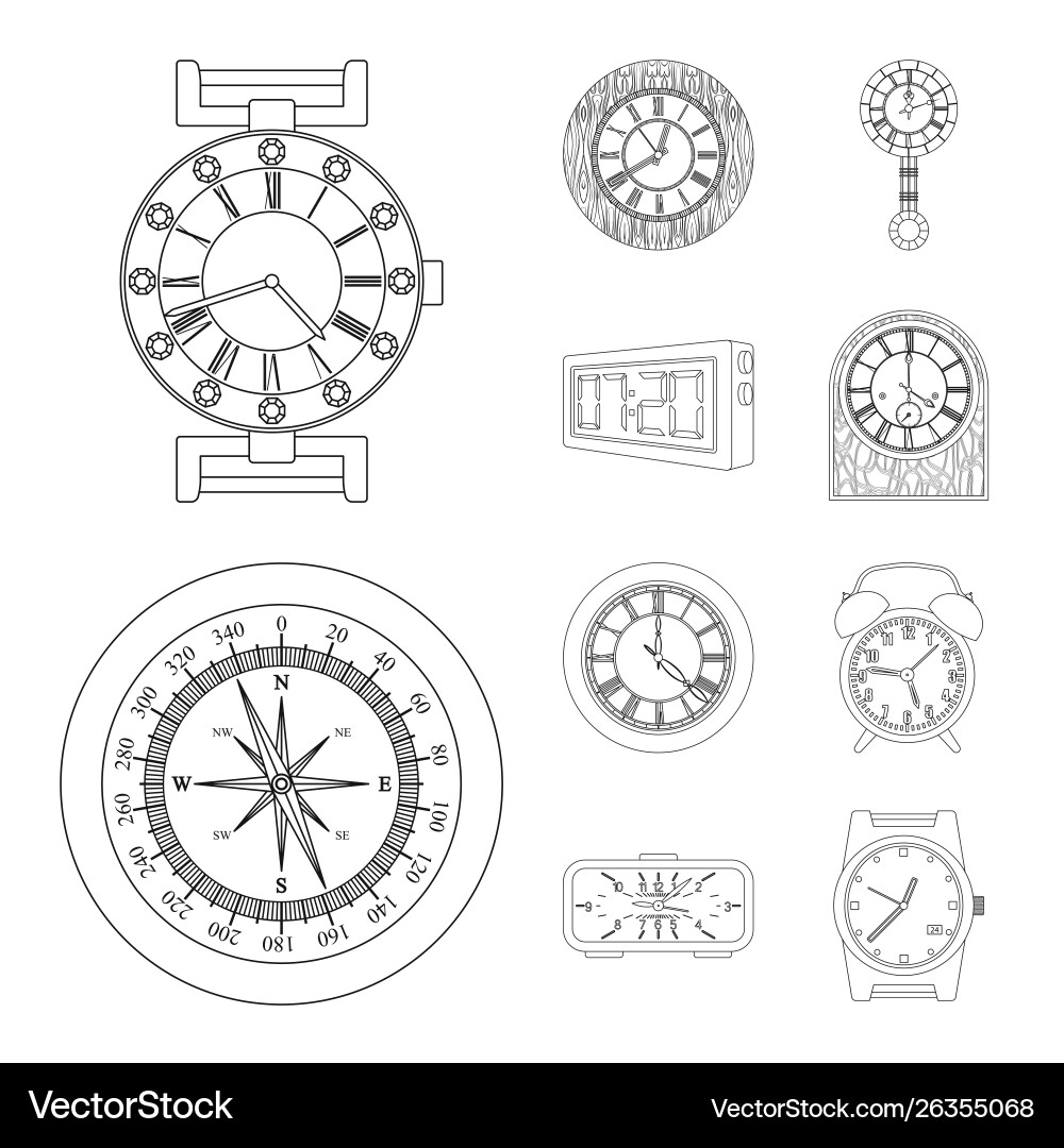 Design clock and time symbol set Design clock and time symbol set Vector Image