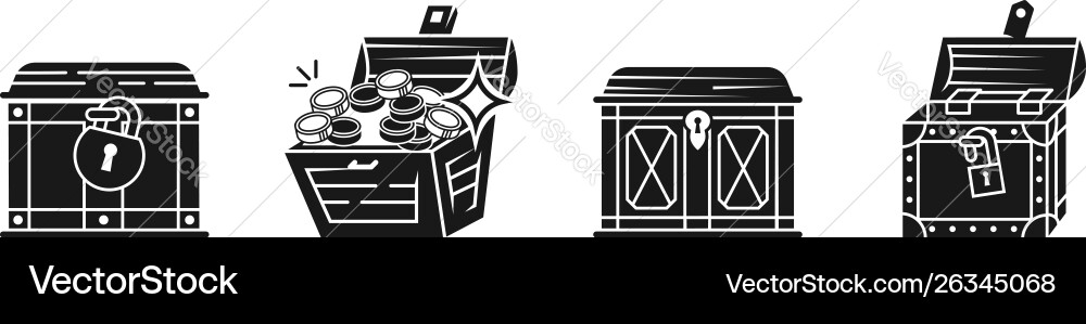 Dower chest icons set simple style Dower chest icons set simple style vector image