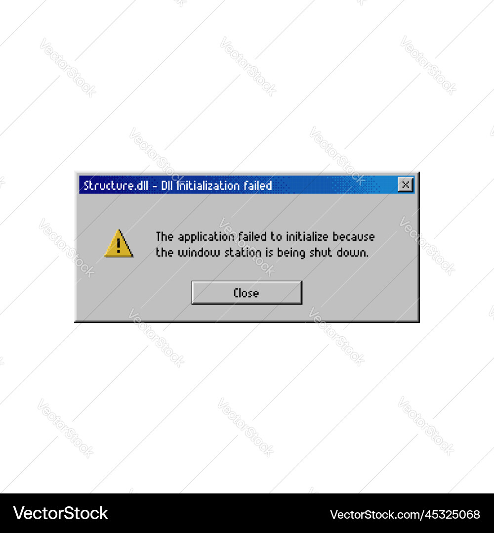 Fehler Fenster Nachricht dll Initialisierung gescheitert Fehler Fenster Nachricht dll Initialisierung gescheitert vektorbild