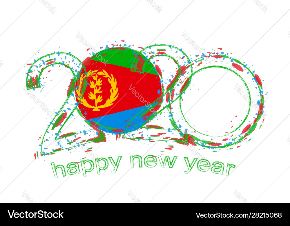 Happy new 2020 year with flag eritrea vector image