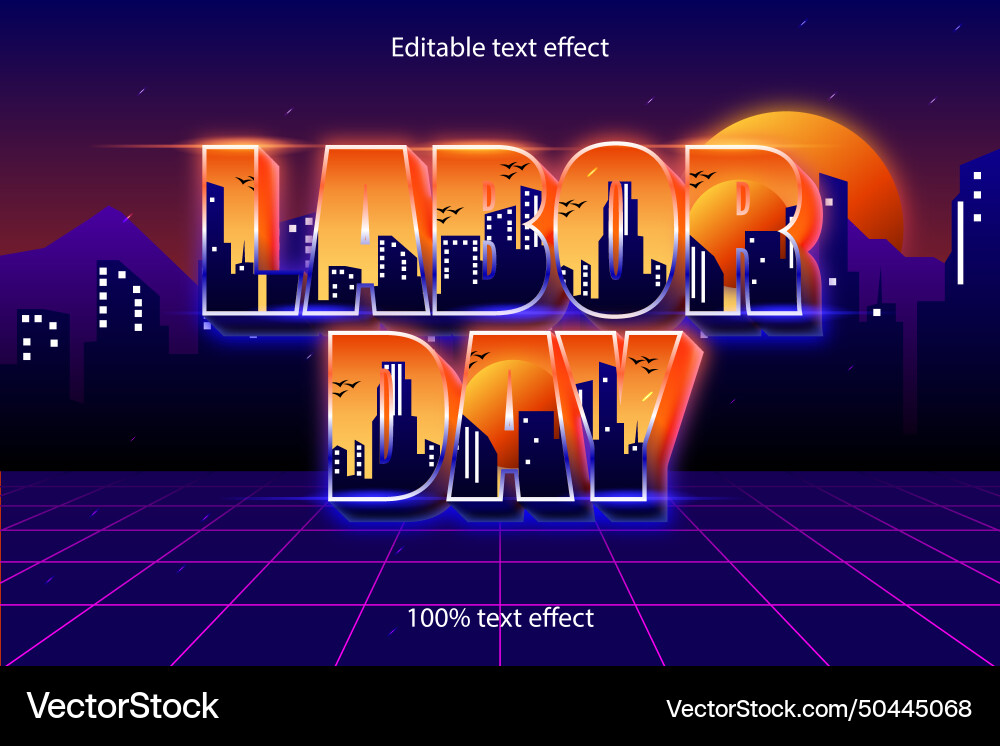 Labor day editable text effect retro style Labor day editable text effect retro style vector image