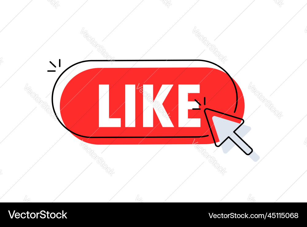 Like button with cursor pointer click web Like button with cursor pointer click web vector image