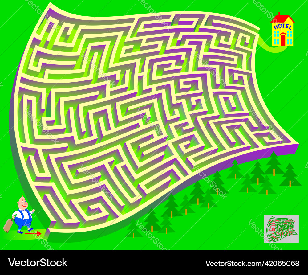 Logic puzzle game with labyrinth for children Vector Image