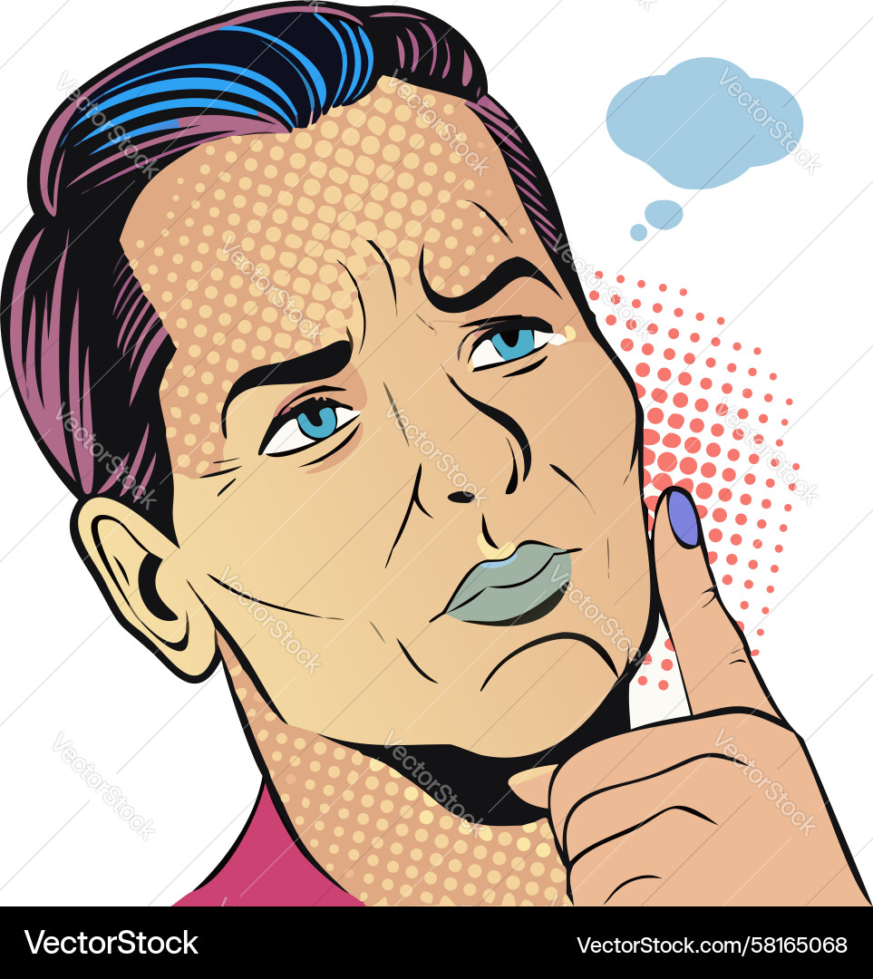 Man in Contemplation Pop Art Vector Image
