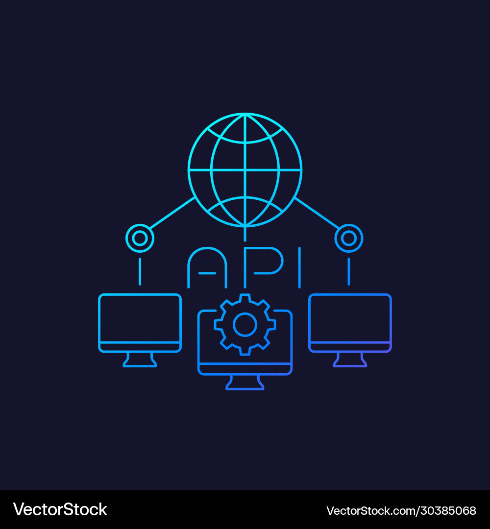 Network API Icon - Linear Style vector image