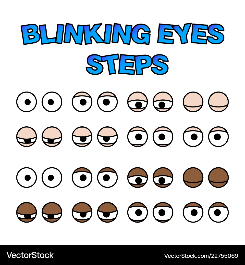 Blinking Eyes Animation Steps – Royalty-Free Vector | VectorStock, image size:1000x1080