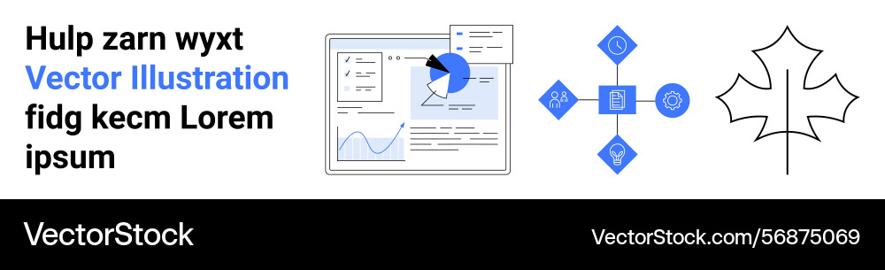 Data analysis interface with pie chart network Data analysis interface with pie chart network vector image