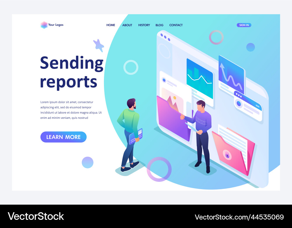 Isometric collecting and sending data Isometric collecting and sending data Vector Image
