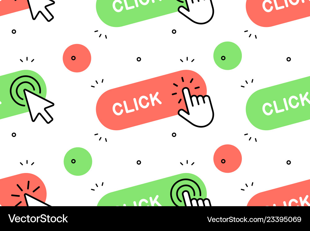 Seamless pattern with hand cursor and icons Vector Image