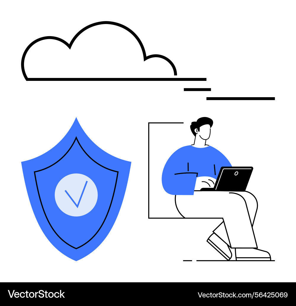 Secure cloud computing concept with user Secure cloud computing concept with user vector image