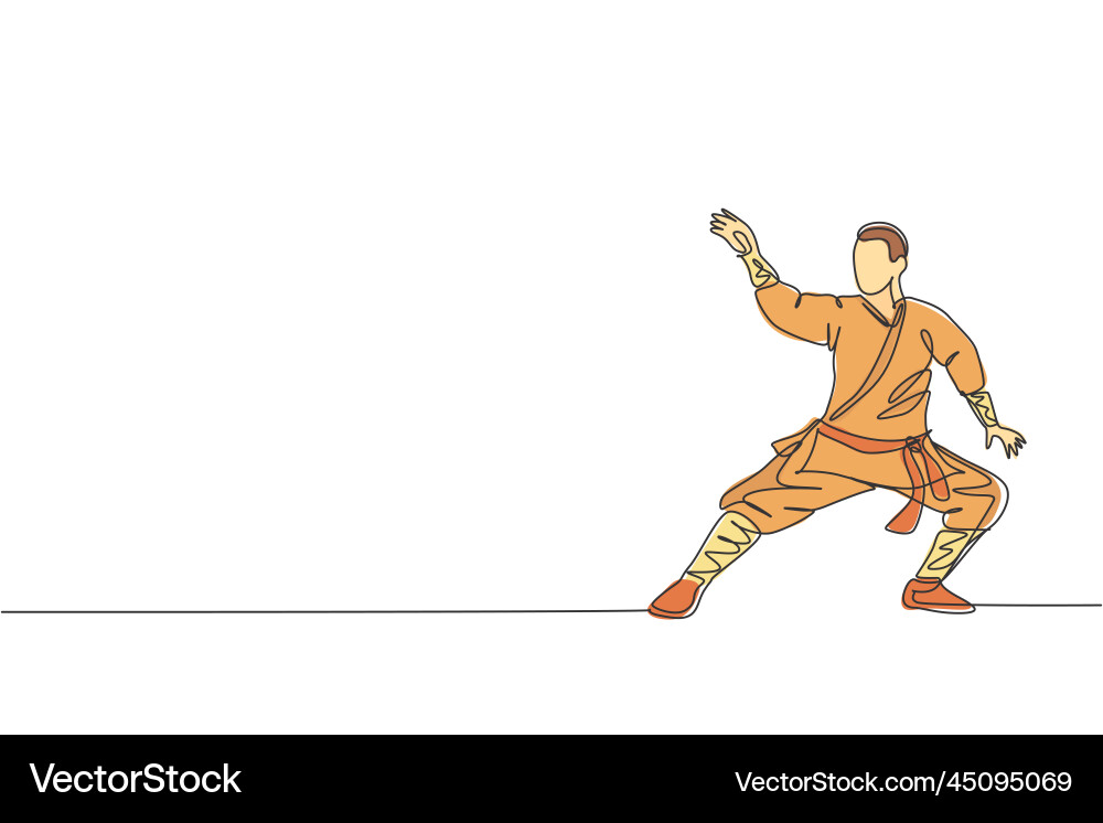 Shaolin Monk in Dynamic Pose vector image
