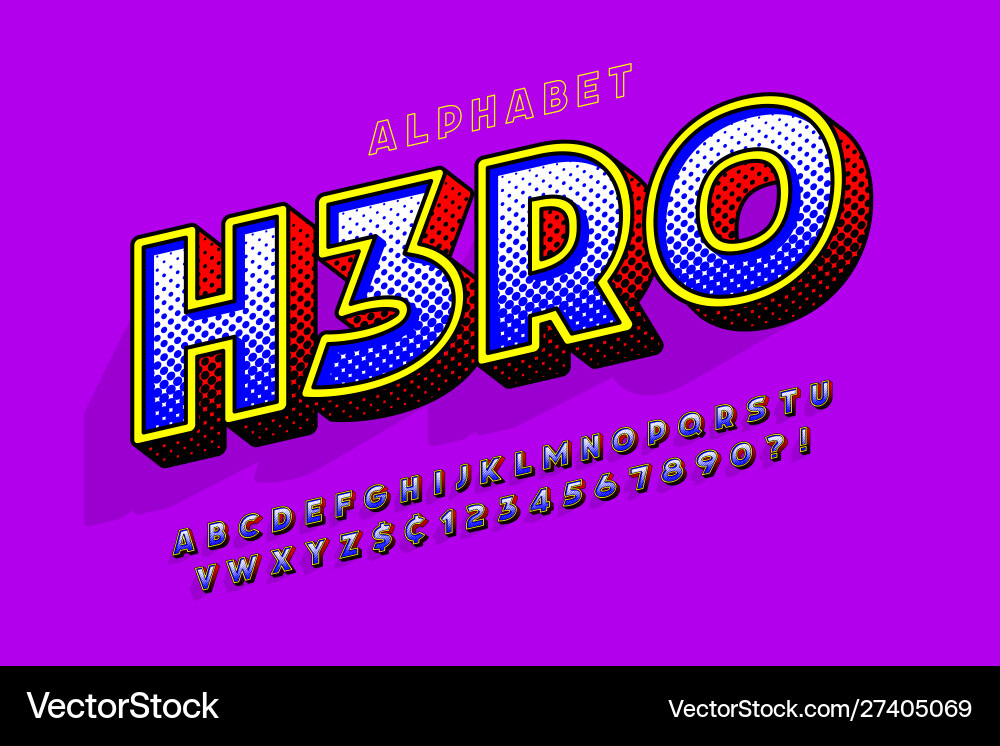 Trendy 3d comical letters design colorful Trendy 3d comical letters design colorful vector image