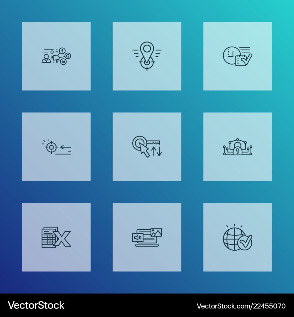 Engine icons line style set with mixed content Engine icons line style set with mixed content vector image