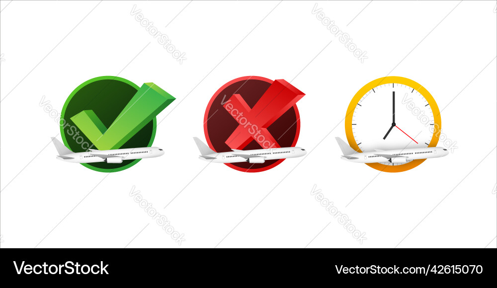 Flight information check mark qr code scan icon vector image