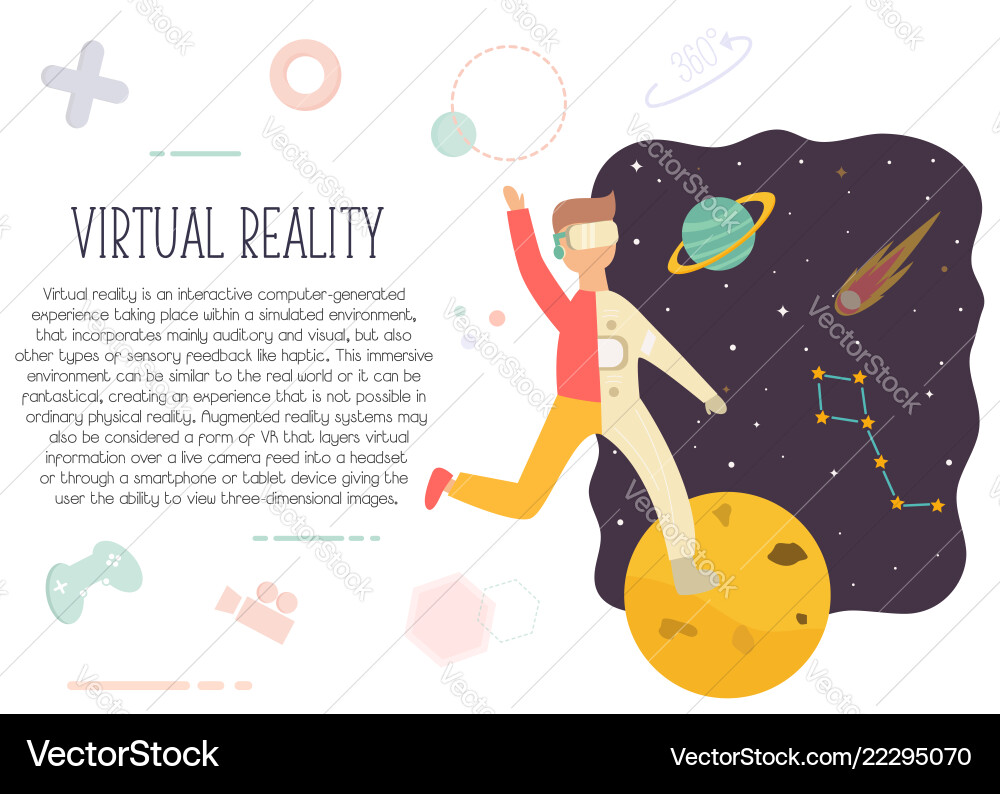 Man Exploring Space in VR vector image