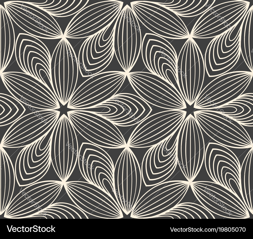 Minimalistic repeating linear flower pattern vector image