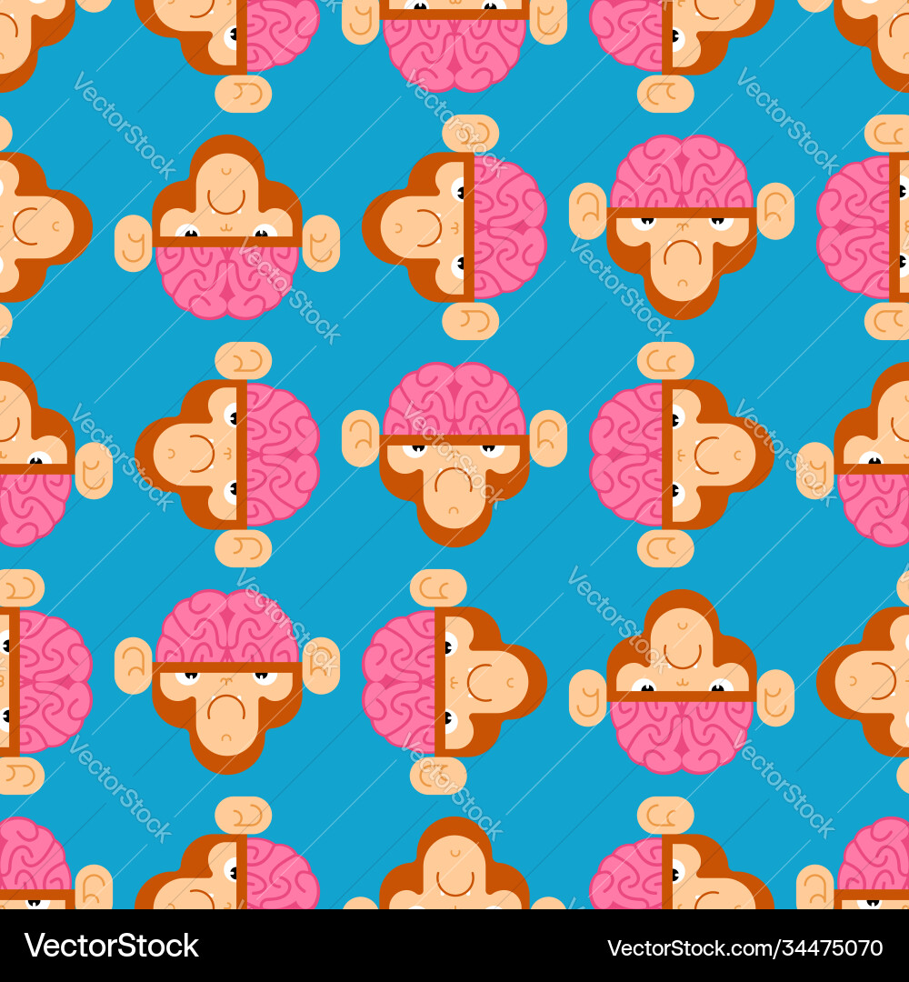 Monkey with brain pattern seamless gorilla vector image
