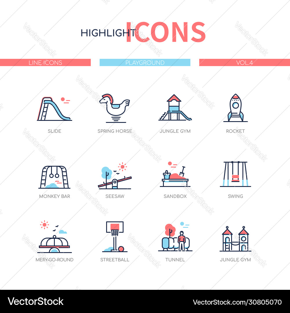 Playground elements - line design style icons set Playground elements - line design style icons set vector image