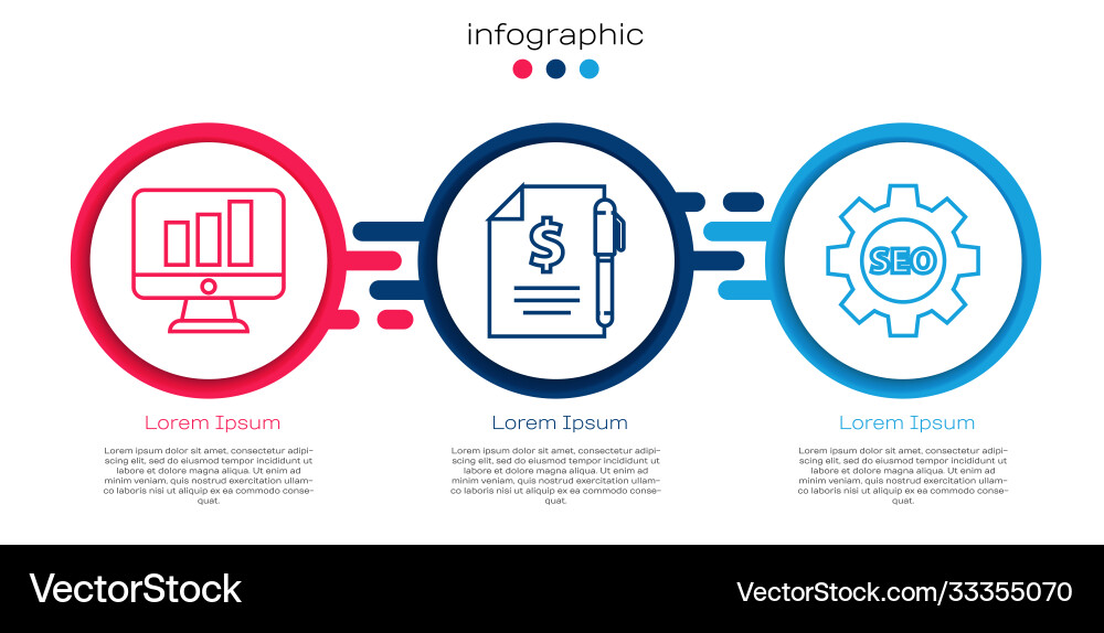Set line monitor with graph chart contract money Set line monitor with graph chart contract money vector image