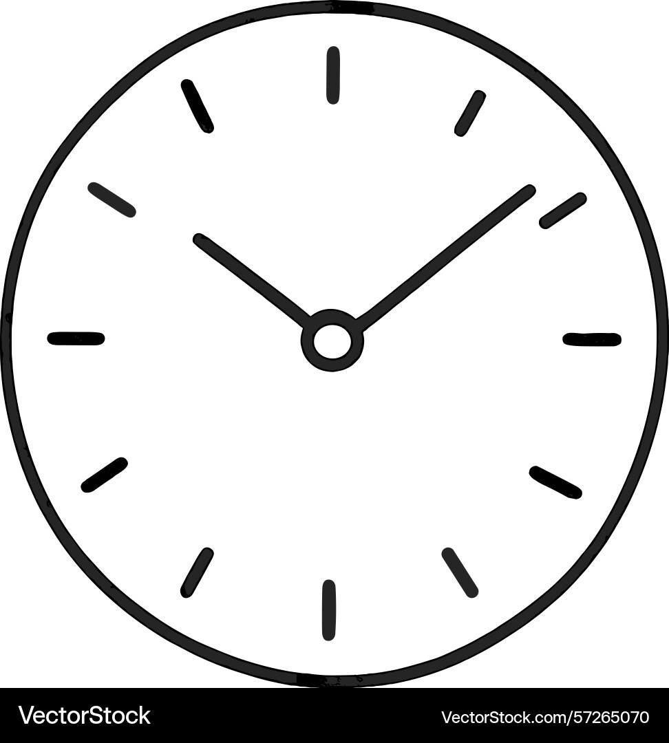 Simple clock design showing time in a minimalistic Simple clock design showing time in a minimalistic vector image