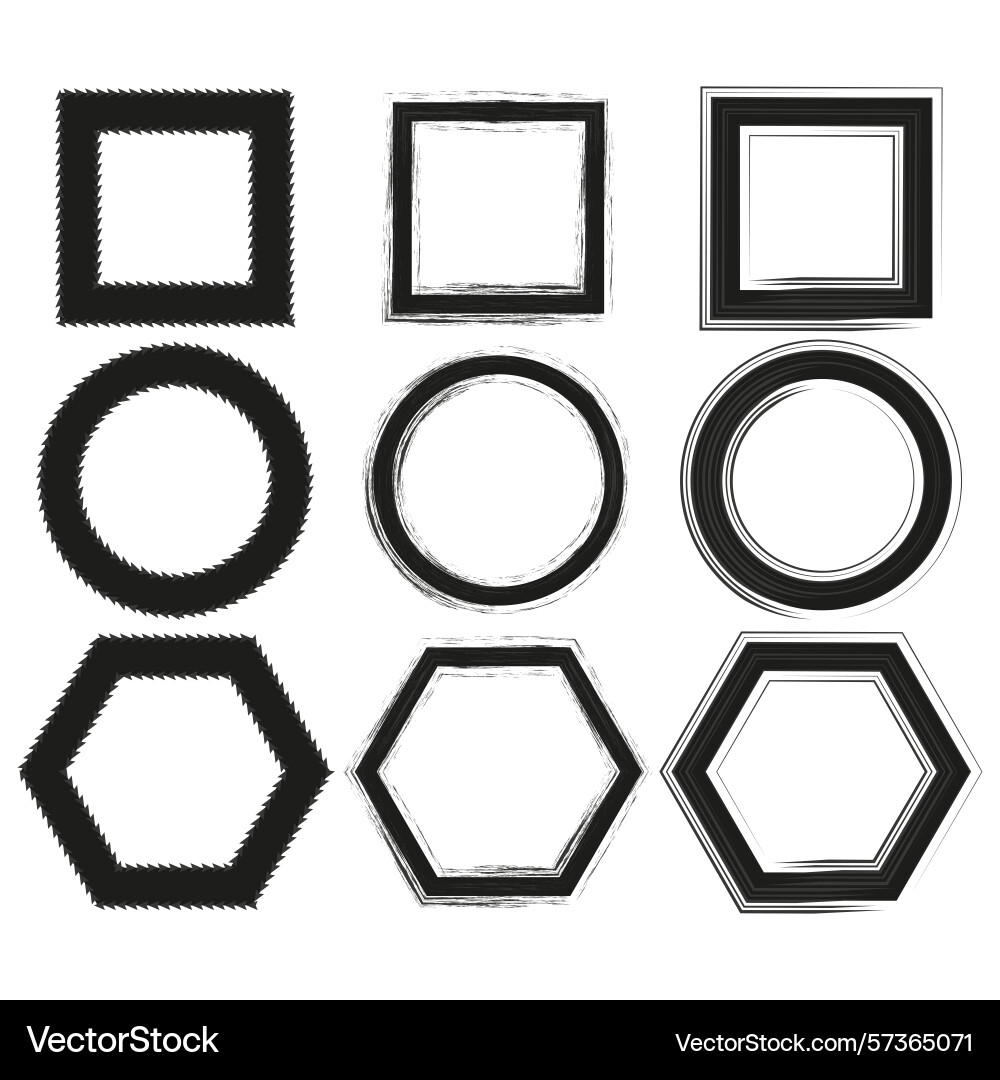 Basic shape collection square circle hexagon Basic shape collection square circle hexagon vector image