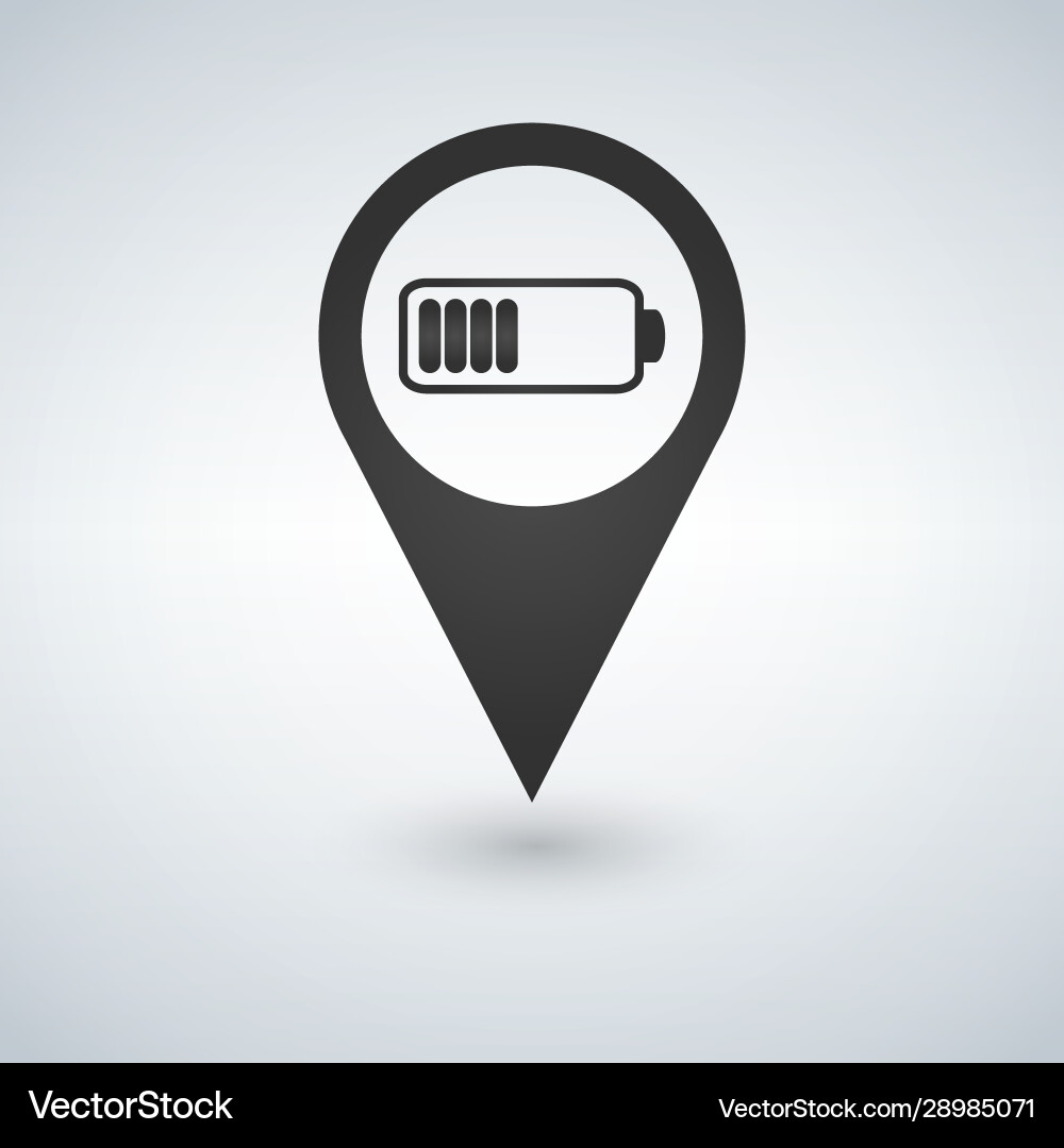Battery icon in map pointer for webdesign Vector Image