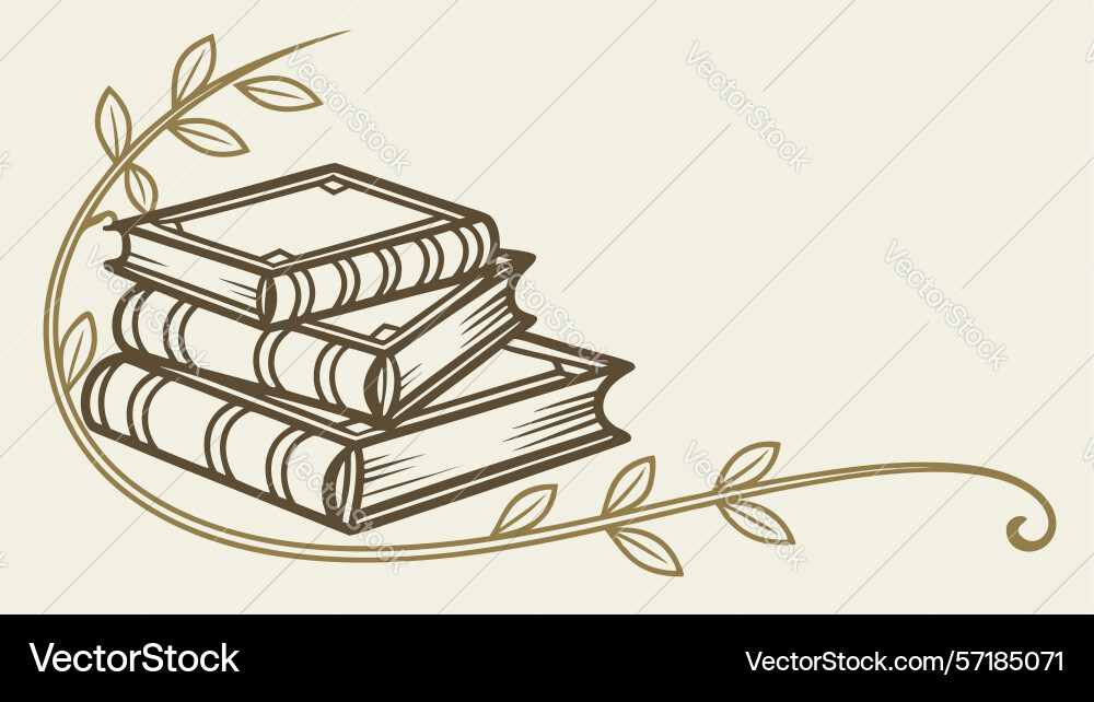 Classic book stack frame knowledge and learning vector image