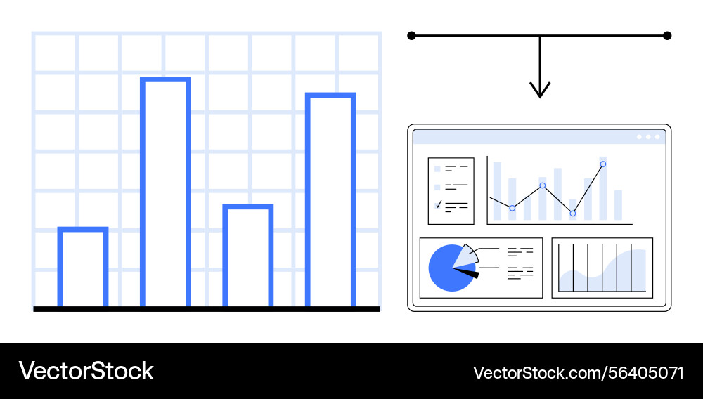 Data visualization and analysis with bar chart vector image