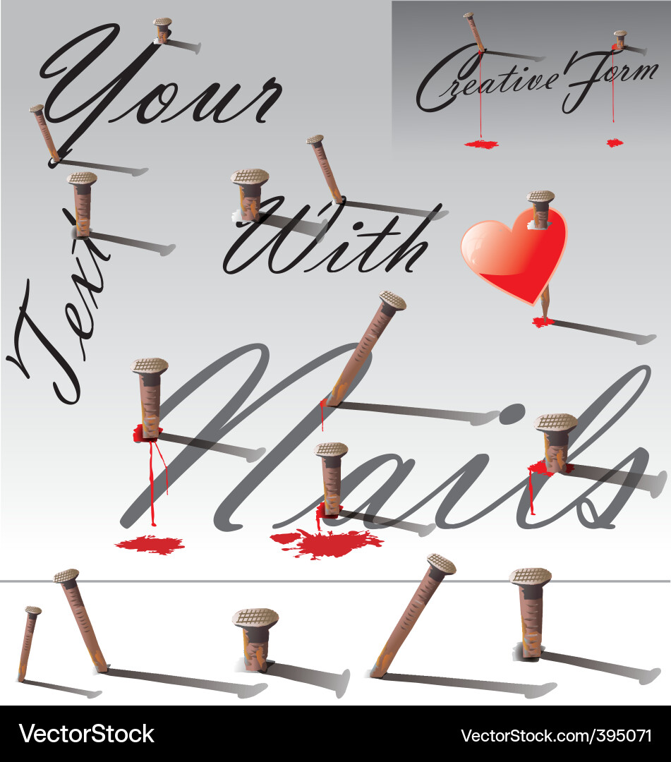 Editable Text with Nail - Grunge Effect Vector Image