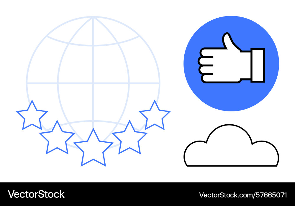 Global quality representation with five stars Vector Image