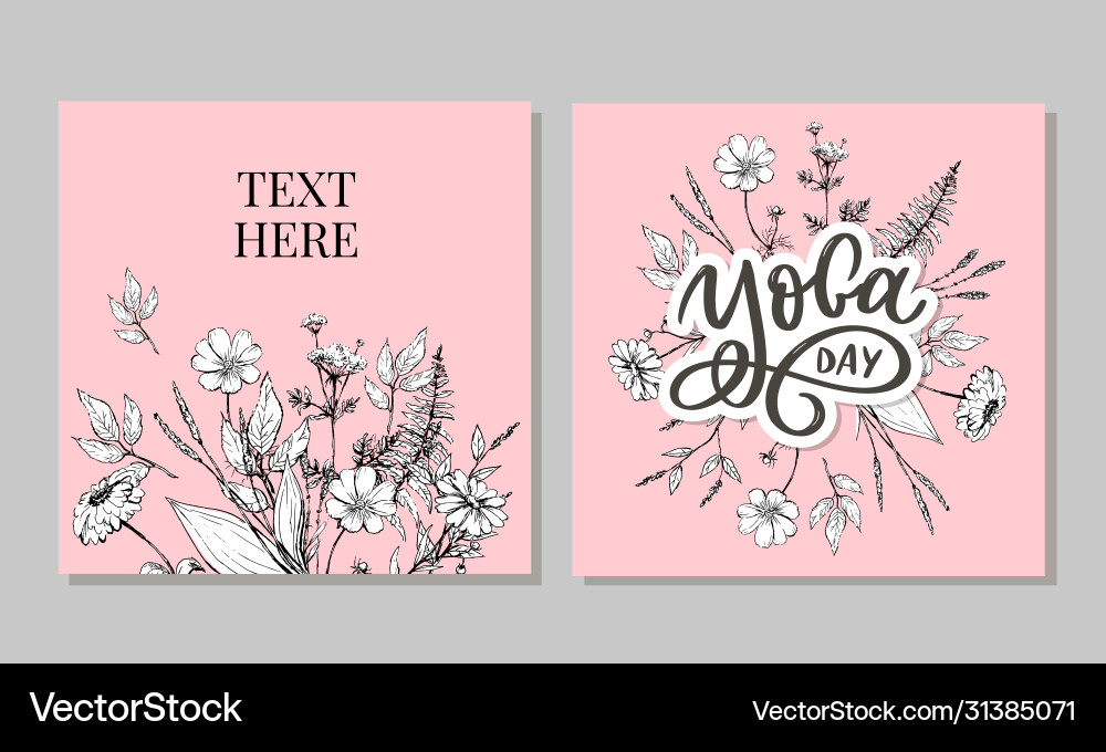Lettering yoga background international day Lettering yoga background international day vector image