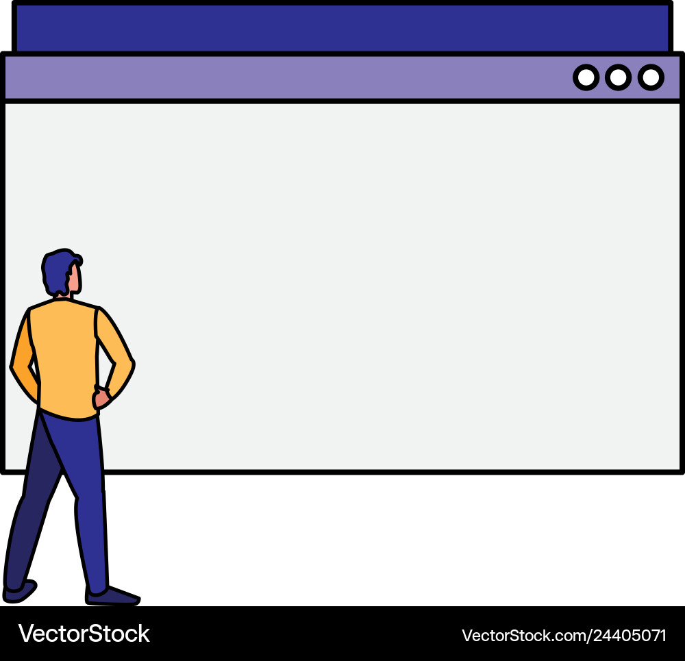 Man using template webpage vector image