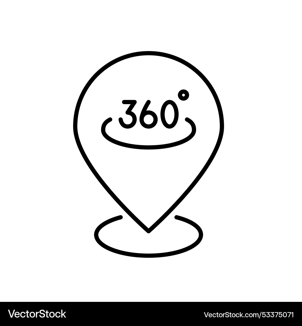 Map pointer with 360 degree symbol Map pointer with 360 degree symbol vector image