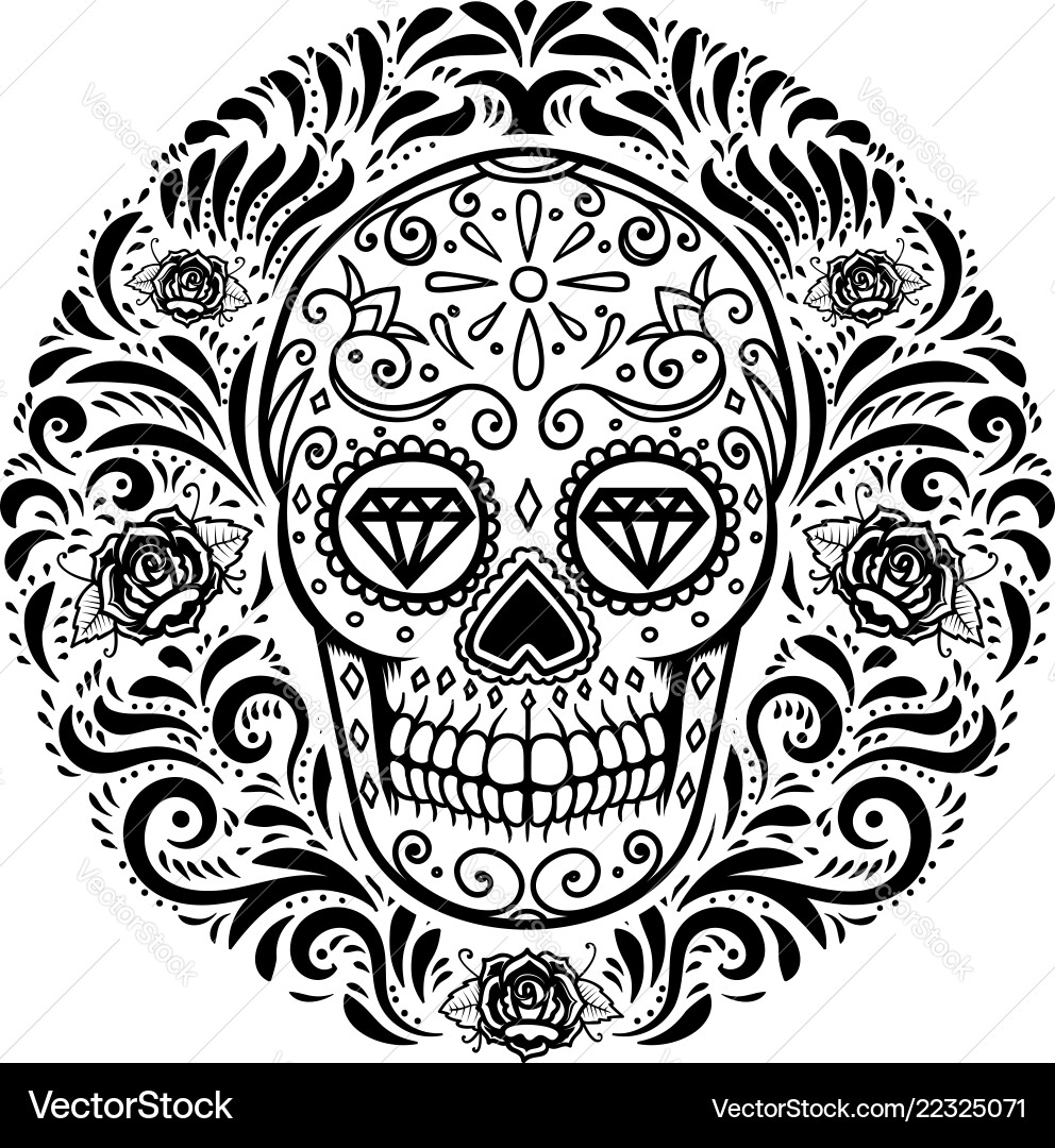Mexican sugar skulls with floral pattern Mexican sugar skulls with floral pattern vector image
