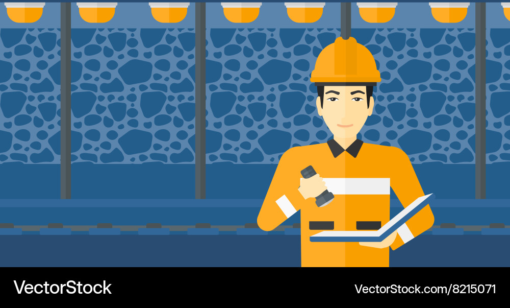 Miner checking documents Vector Image