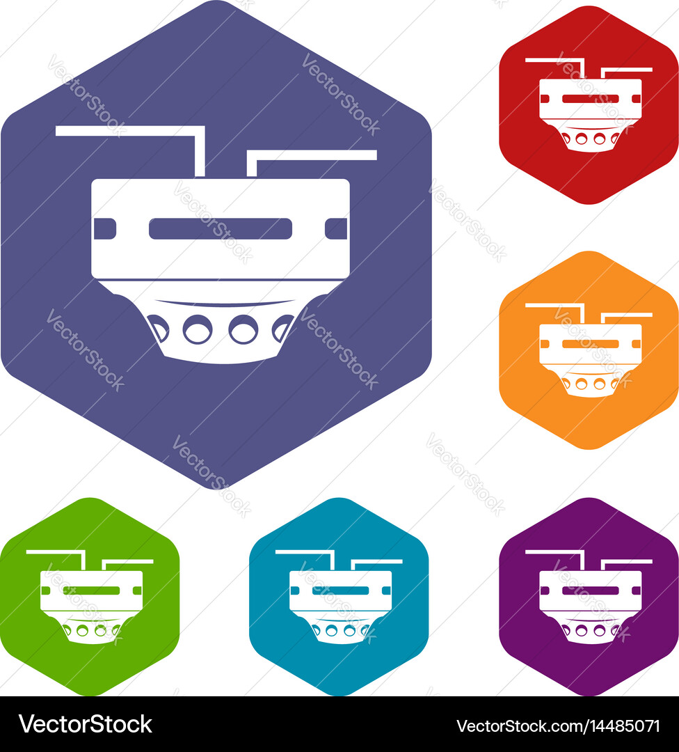 Monitor socket icons set hexagon Vector Image