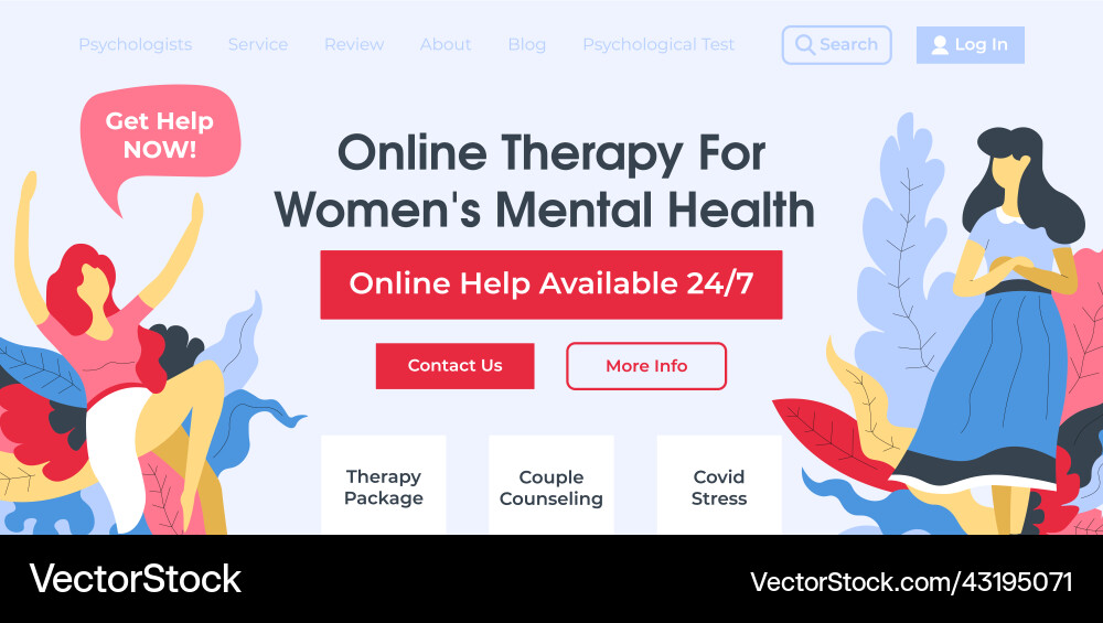 Online-Therapie für Frauen psychische Gesundheit Hilfe Online-Therapie für Frauen psychische Gesundheit Hilfe vektorbild
