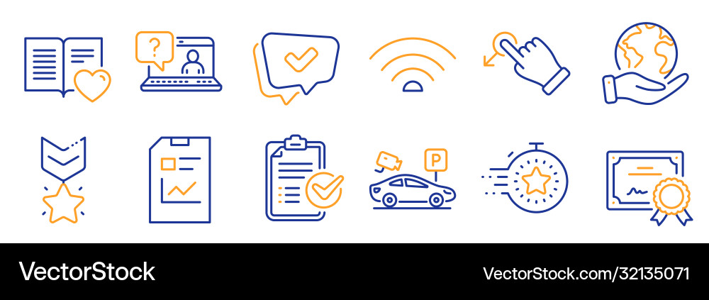 Set technology icons such as report document Set technology icons such as report document Vector Image
