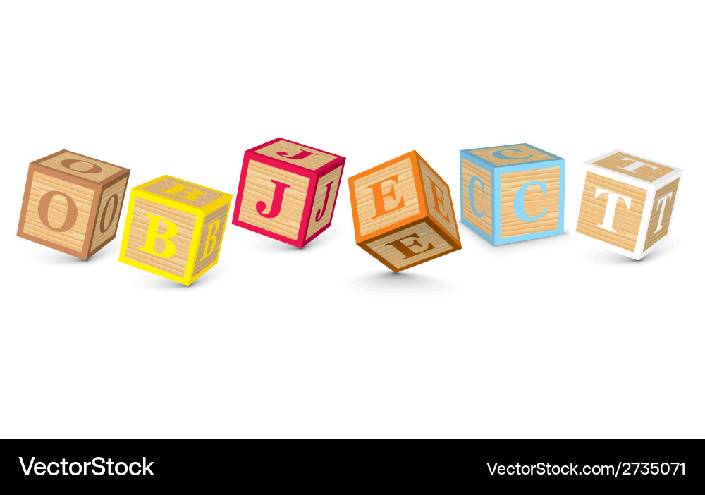 Word object written with alphabet blocks vector image