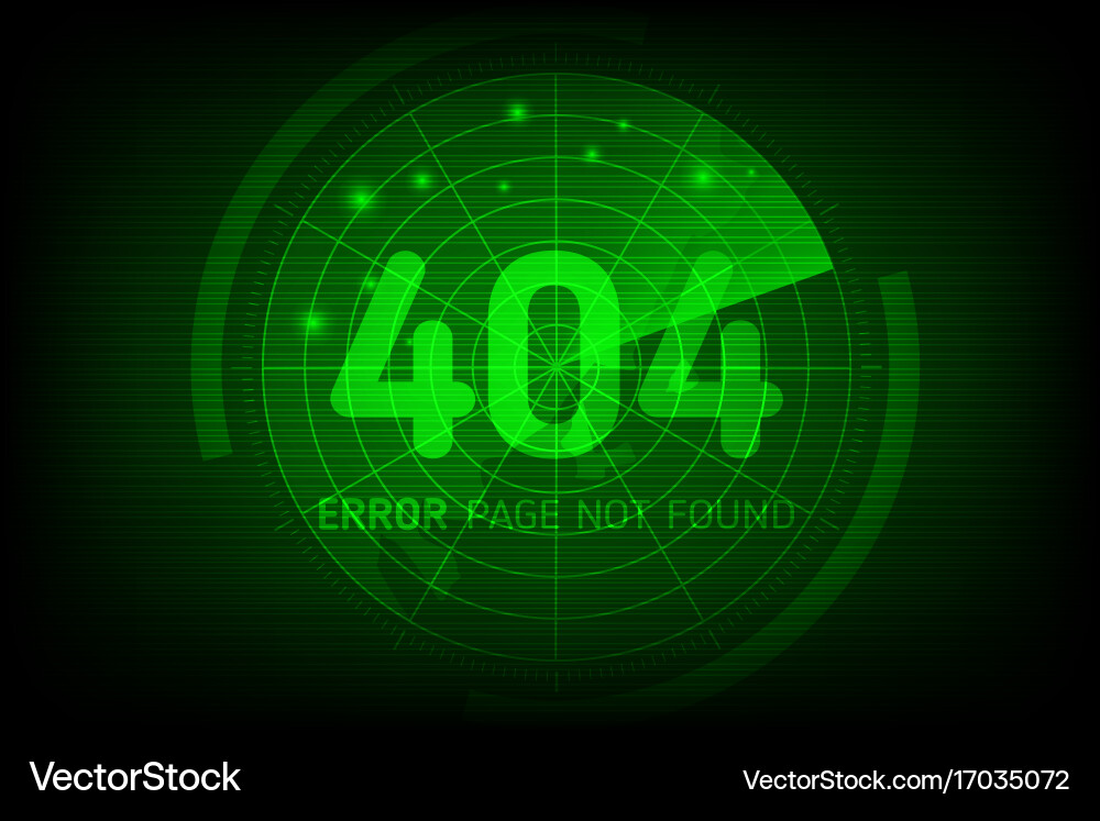 404 error not found page in style scan radar vector image
