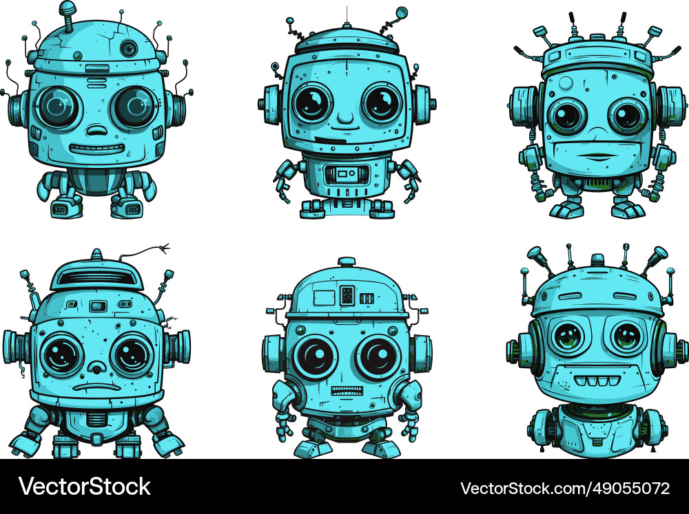 Chatbot mascot set chat bot service robot Vector Image