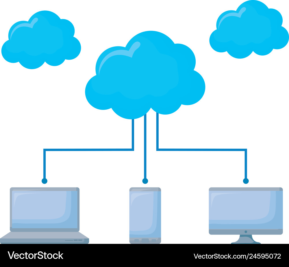 Cloud computing with computers vector image