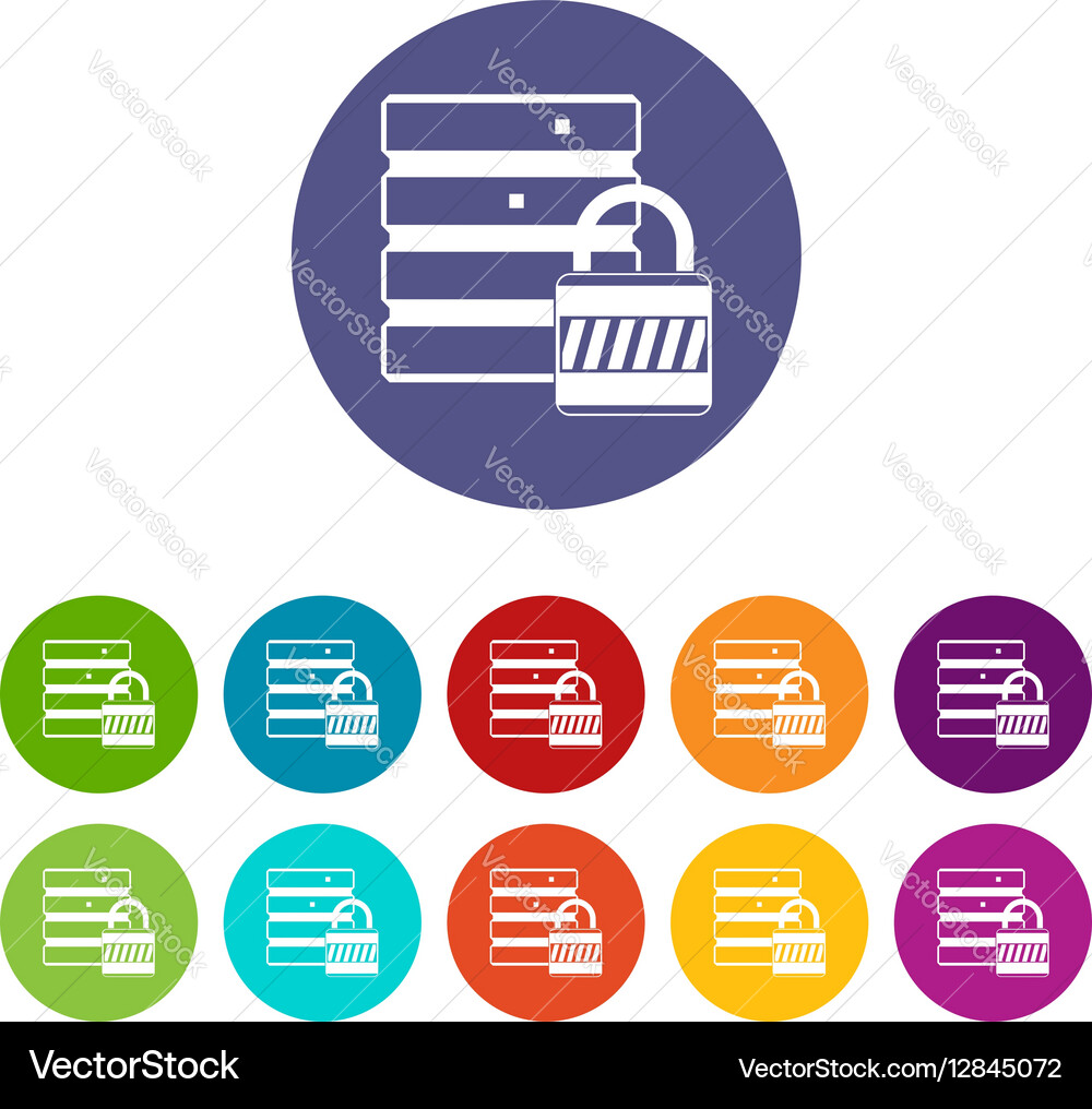Database with padlock set icons Vector Image