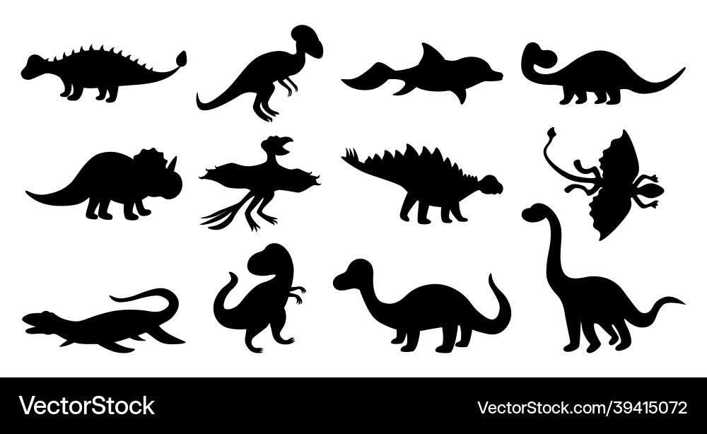 Dinosaurier Silhouetten schwarz Doodle Formen Dinosaurier Silhouetten schwarz Doodle Formen vektorbild